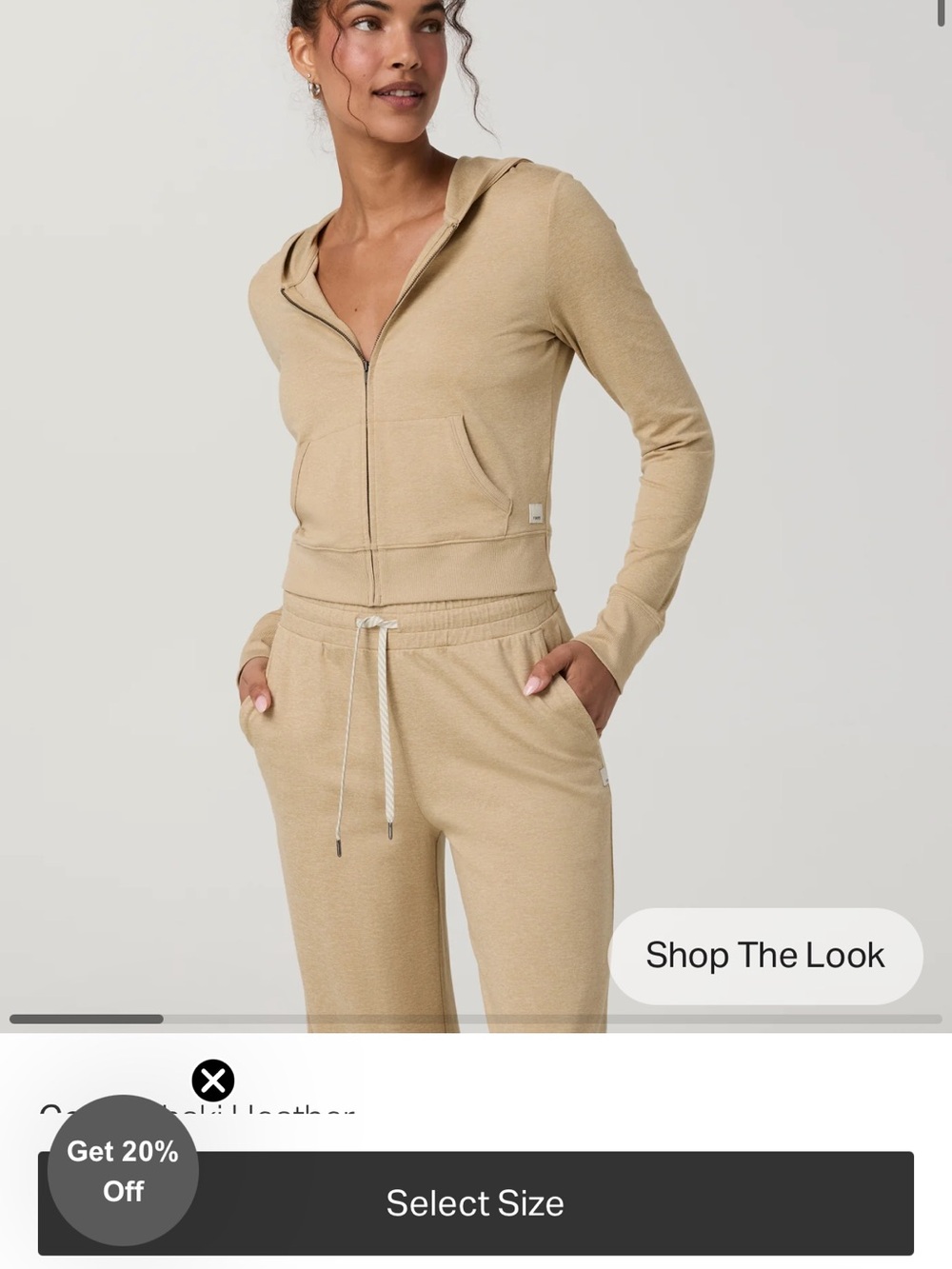 Vuori Women's Halo Mini Full zip Hoodie straight leg pant chia small NWT